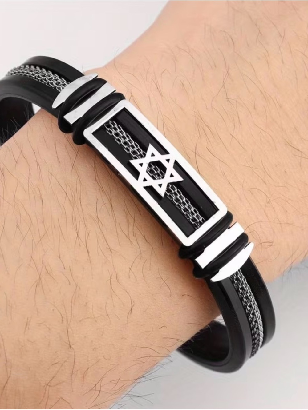Men's Black Stainless Steel Star Bracelet